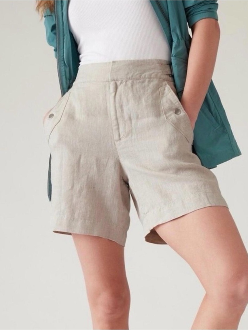 Athleta Light Beige Voyager Linen Short